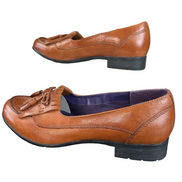 Hotter Comfort Shipley Loafers Women Size 8.5 Brown Leather Tassel Slip On Shoes - Picture 7 of 10